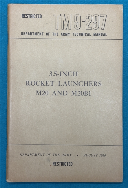 TM 9-2973.5" Rocket Launcher Bazooka M20 Technical Manual 1950
