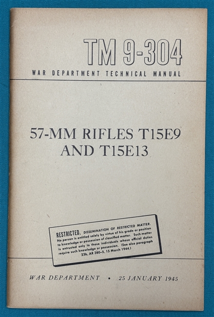 TM 9-30457mm Recoiless Rifle T15E9 Technical Manual 1945