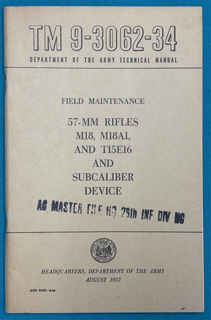 TM 9-3062-3457mm Recoiless Rifle M18Technical Manual 1957