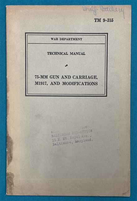 TM 9-31575mm Gun& Carriage M1917 Technical Manual 1940