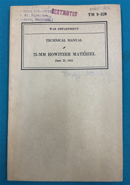TM 9-320 75mm Howitzers Material Pack Howitzer Technical Manual