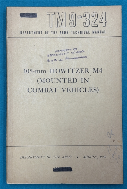 TM 9-324 105mm Howitzer M4 Mounted in Combat VehiclesTechnical Manual 1950