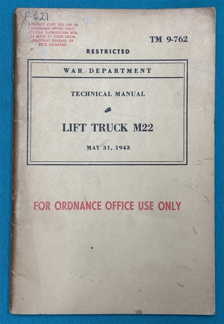 TM 9-762 Lift Truck M22 Technical Manual 1943