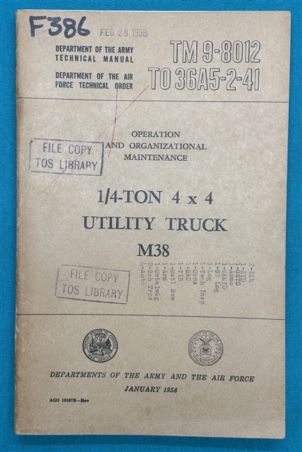 TM 9-80121/4-TonTruckM38Technical Manual 1956