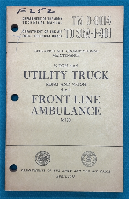 TM 9-80141/4-TonTruckM38A1 Technical Manual 1955
