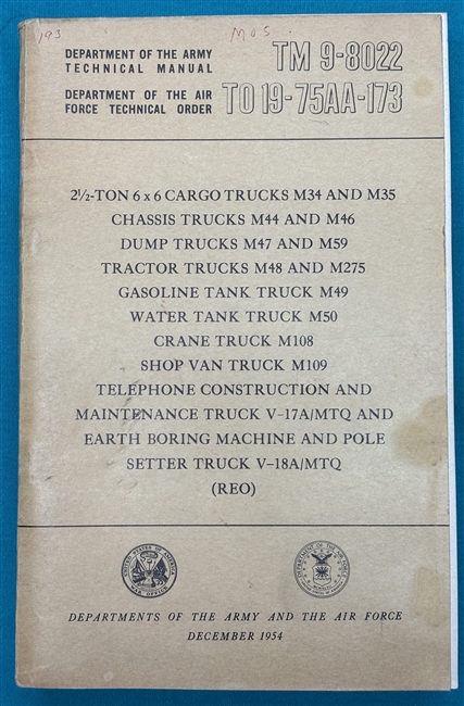 TM 9-8022 2-1/2 Ton Truck M35 Technical Manual 1954