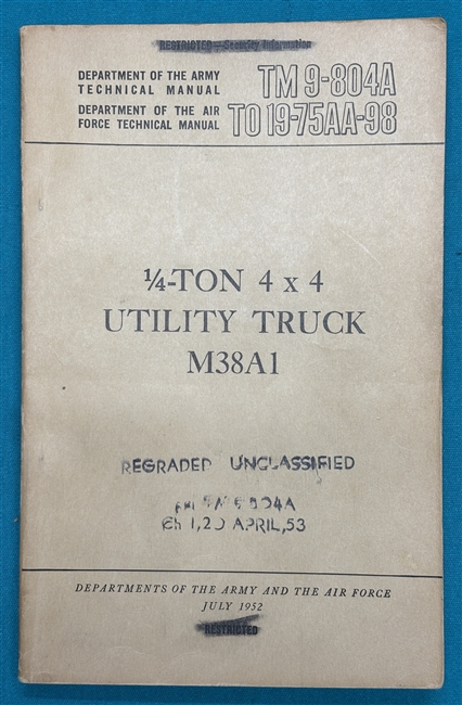 TM 9-804A1/4-TonTruckM38A1 Technical Manual 1952