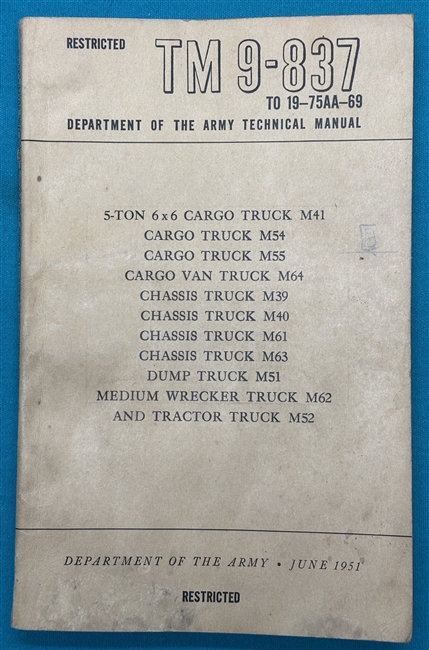 TM 9-837 5 Ton Truck M54 Technical Manual 1951