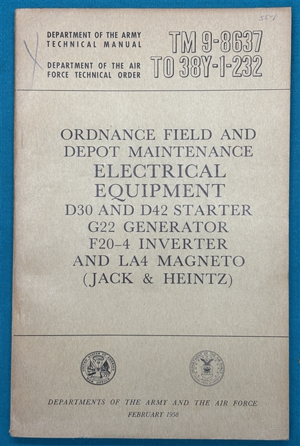 TM 9-8637Electrical EquipmentJack & HeintzTechnical Manual 1958