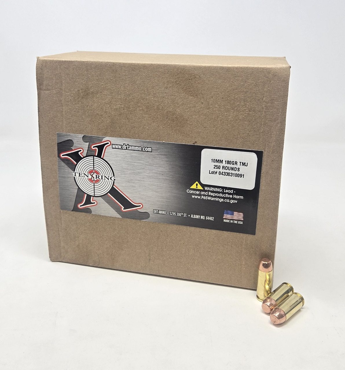 Ten Ring 10mm Ammunition TR310180250 180 Grain Total Metal Jacket BULK 250 Rounds