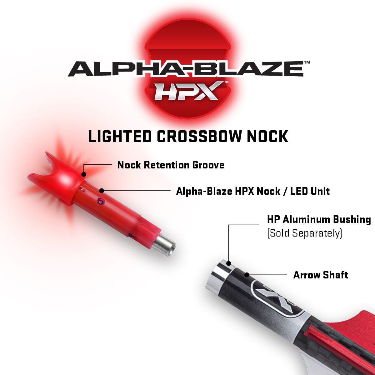 TenPoint Crossbows Alpha-Blaze HPX Lighted Nock 3 Pack Red HEA-380.3R