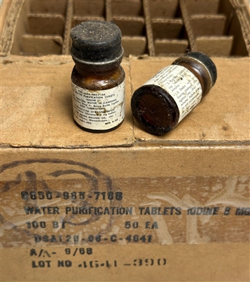 US GI VIETNAM ERA WATER PURIFICATION TABLETS SET OF 2