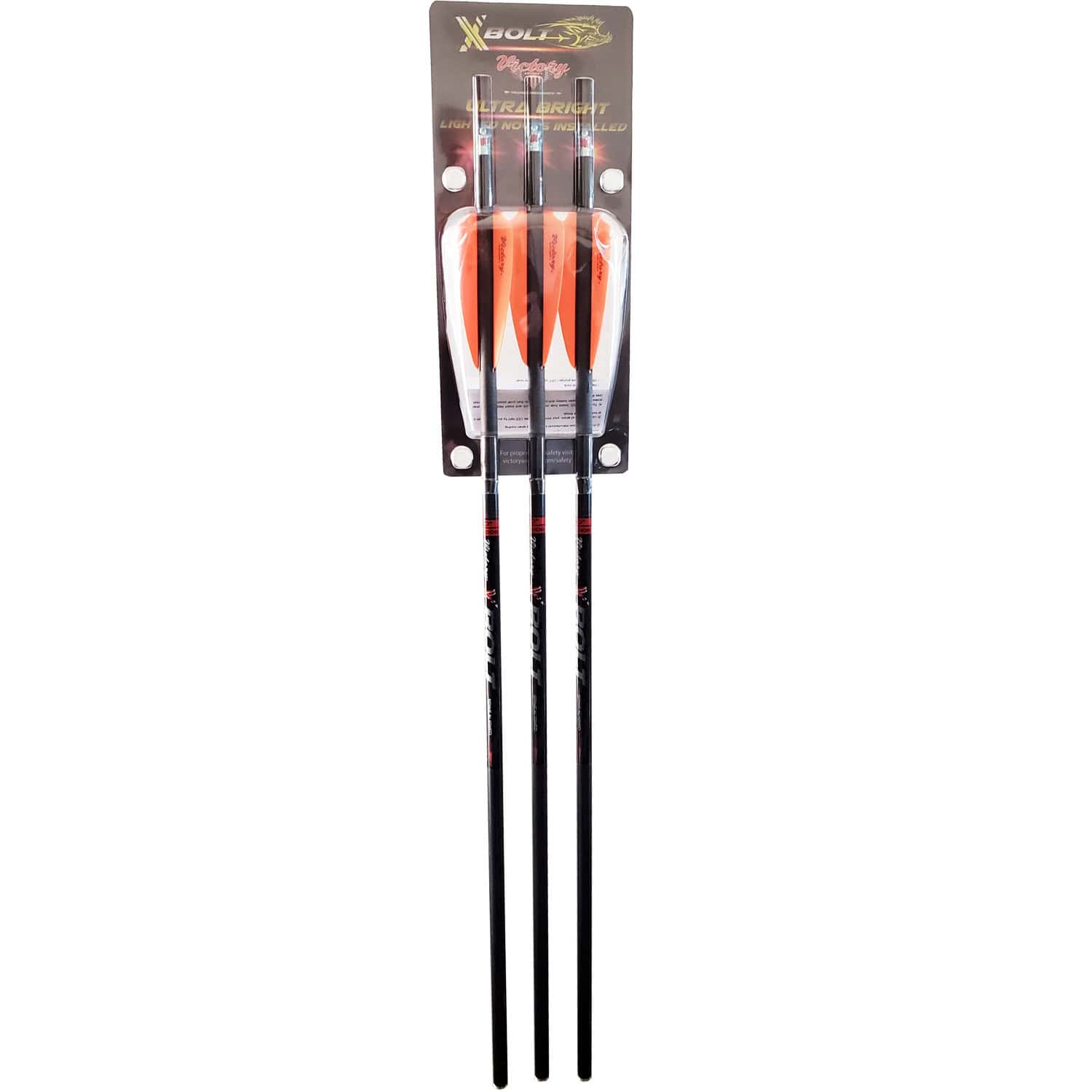 Victory Archery Crossbow Bolts XBolt Sport 22″ Bolt Half Moon w/ Lighted Nocks Red 3 Pack XBOLTS-22FXGL-3