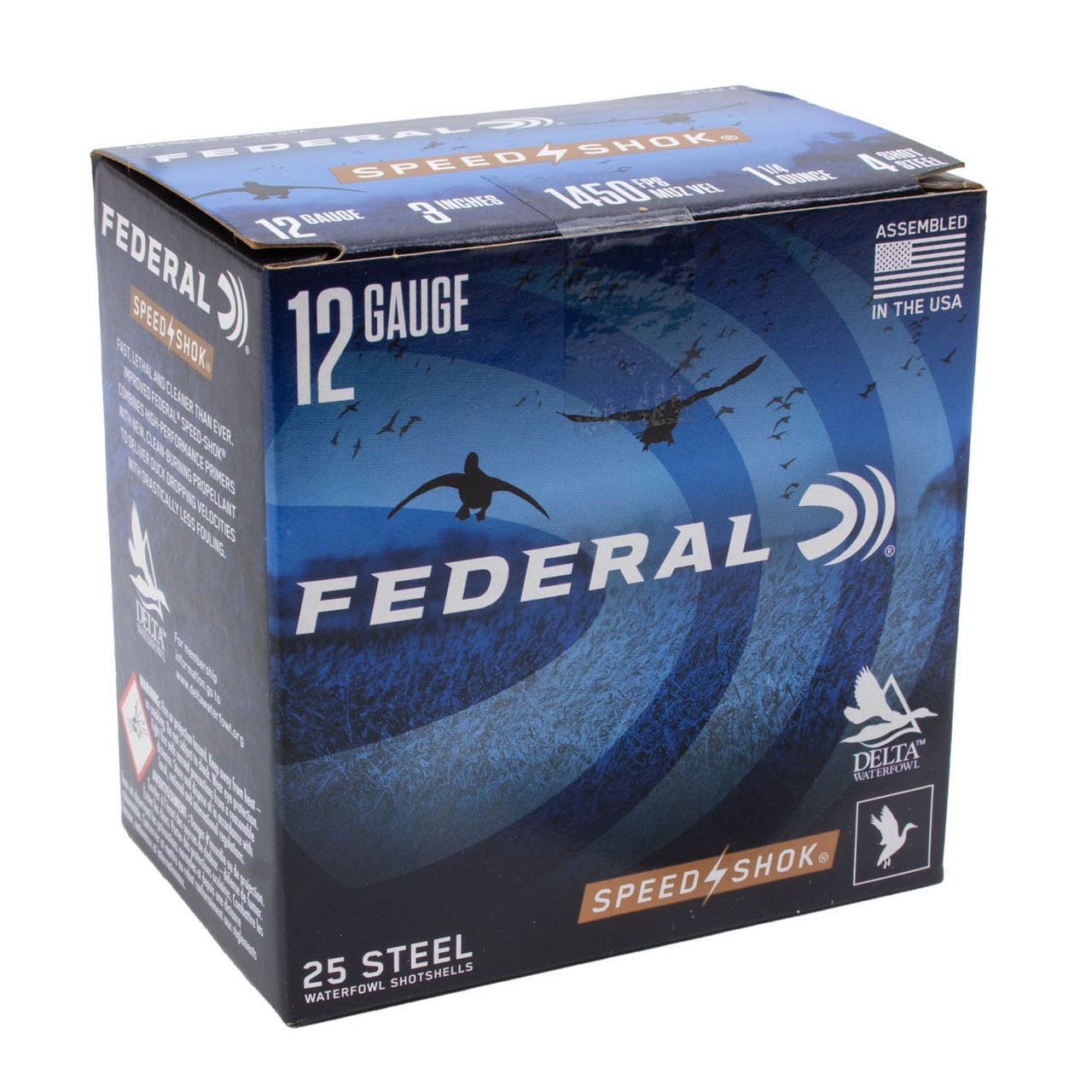 Federal 12 Gauge Ammunition Speed Shok WF1424 3″ #4 Steel Shot 1-1/4oz 1450fps 25 Rounds