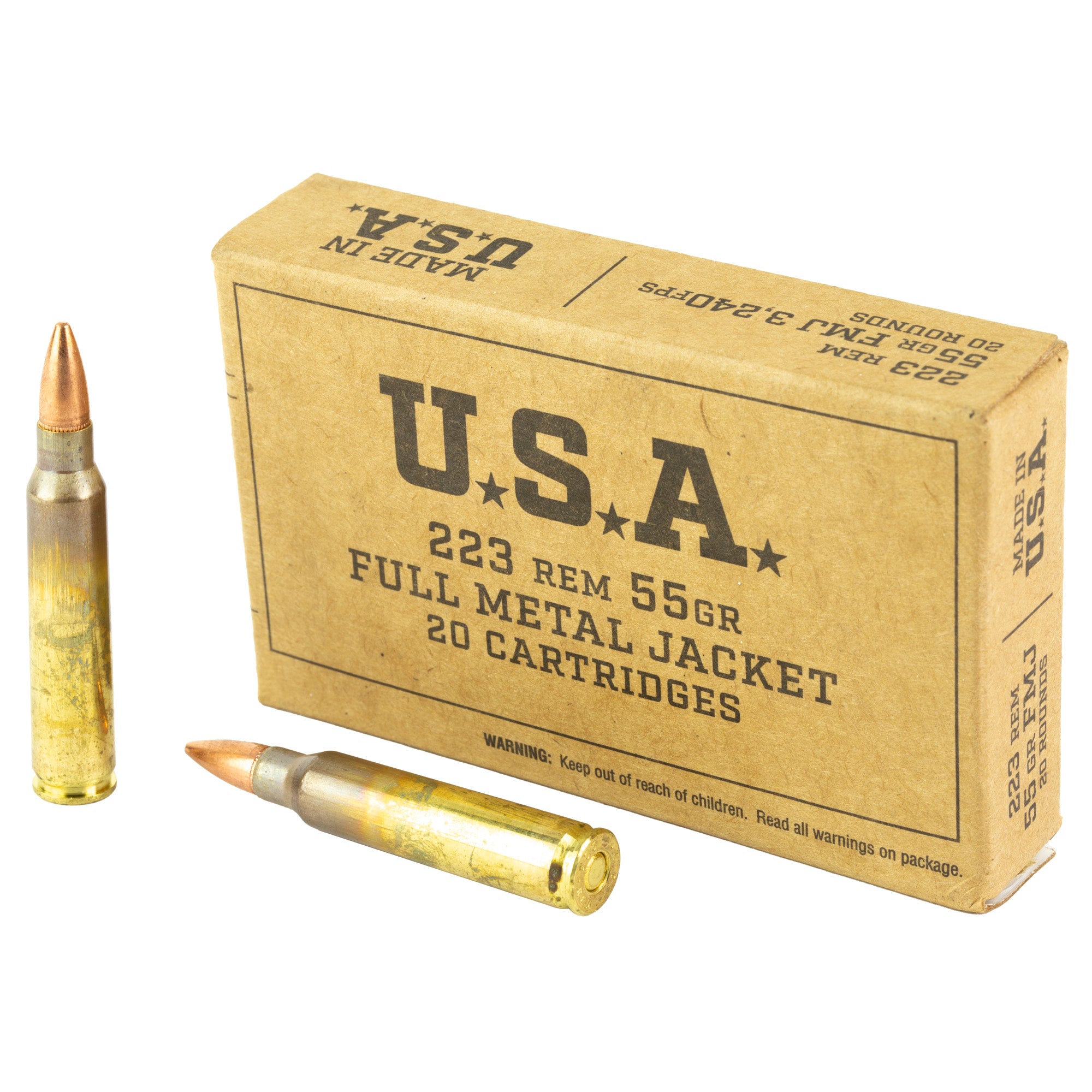 Winchester .223 Remington 55gr FMJ Ammo 3240 FPS