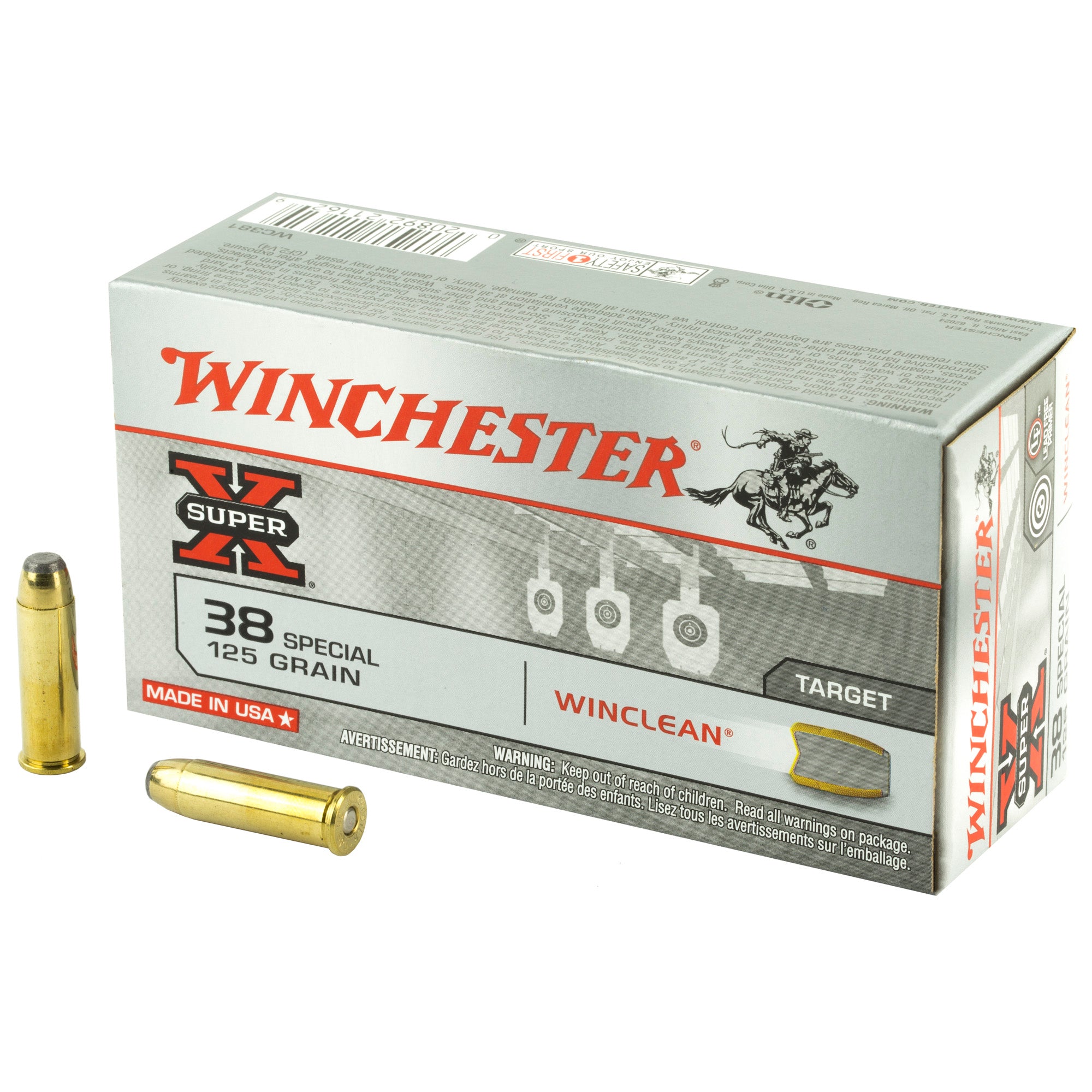 Winchester .38 Special Super-X 125gr Winclean Brass Enclosed Base Ammo 775 FPS