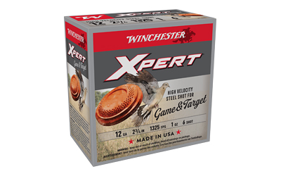 Winchester Ammunition, Xpert, 12 Gauge, 2.75″, #6, 1oz, Steel Shot, Lead Free, 25 Round Box, California Certified Nonlead Ammunition