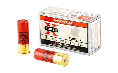 Winchester Ammunition, Super-X, Turkey, 12 Gauge 2.75″, #4, 1.5 oz, Shotshell, 10, 100