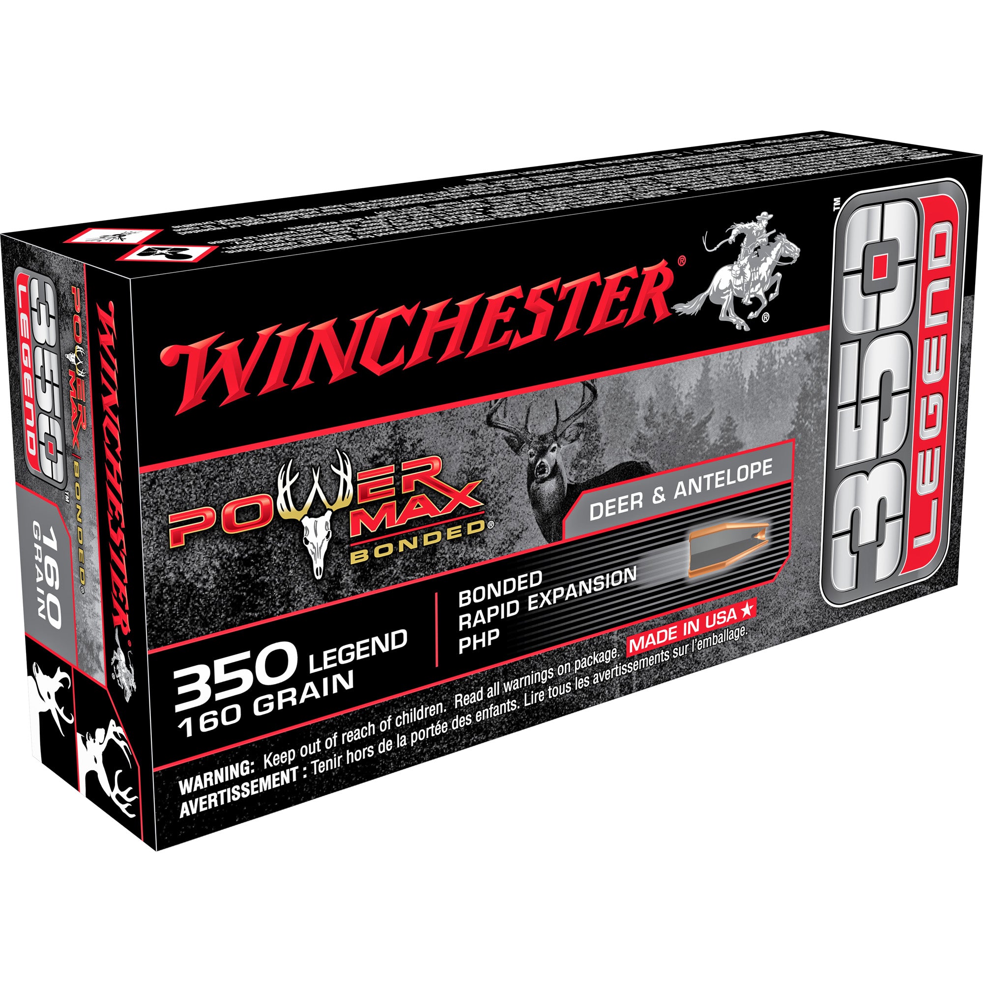 Winchester .350 Legend Power Max 160gr Bonded Rapid Expansion PHP Ammo 2225 FPS