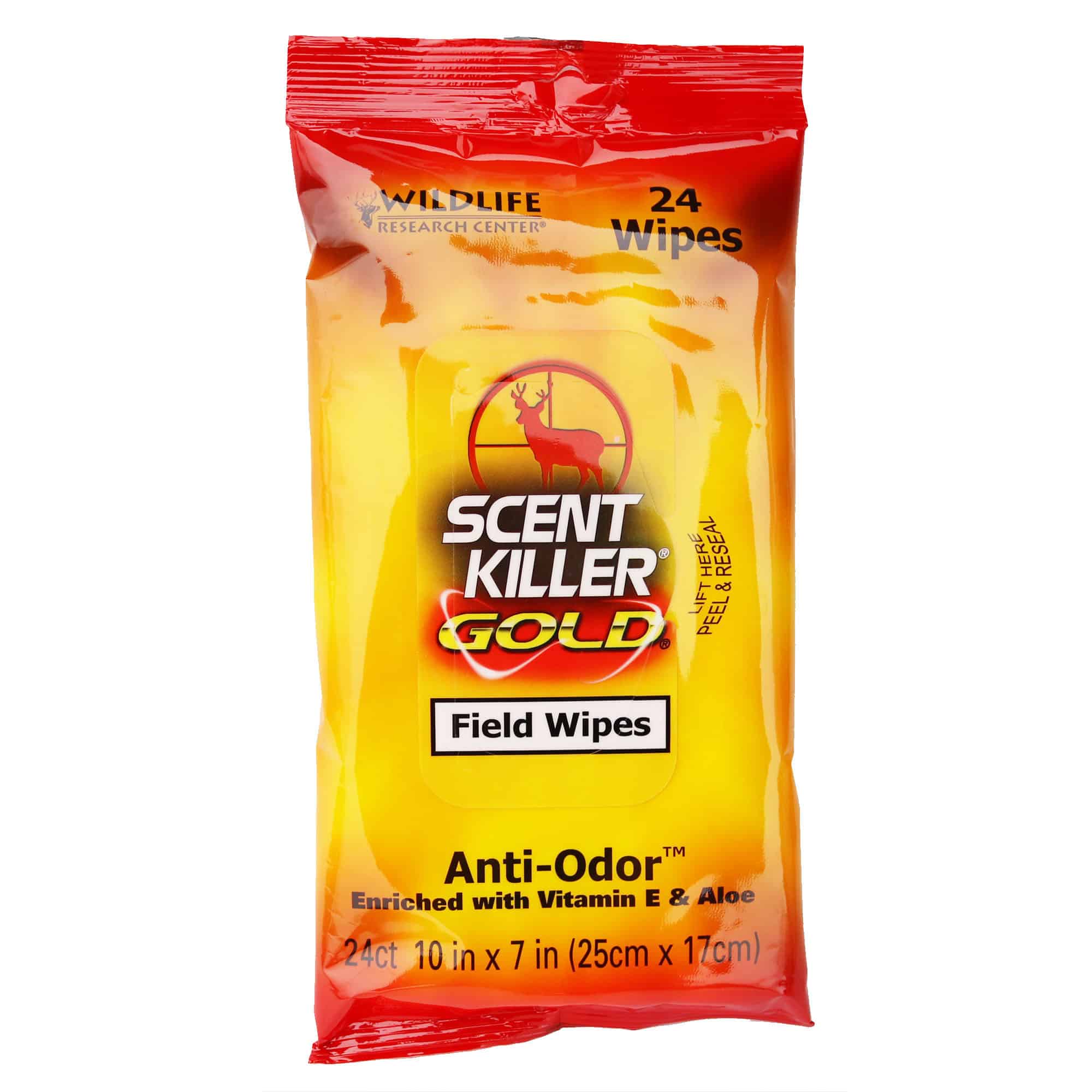 Wildlife Research Center Scent Killer Gold Field Wipes 24 Count 10″x7″ Anti-Odor 1295