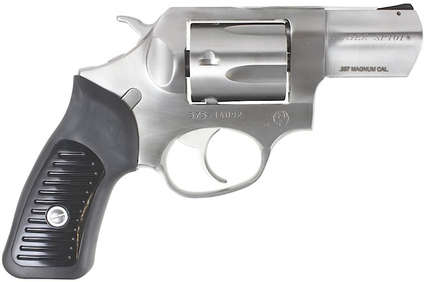 Ruger SP101 Revolver 5718, 357 Magnum, 2 1/4 in, Rubber Grip, Satin Stainless Finish, 5 Rd, Fixed Sights