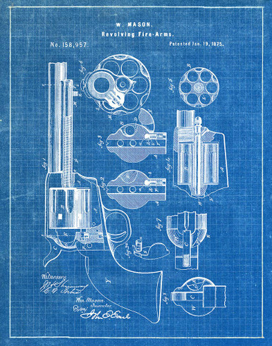 W Mason Revolver 1875 Patent Art Print