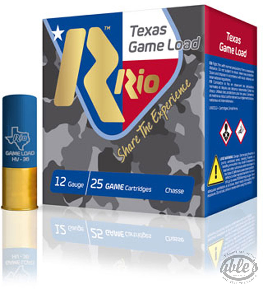 Rio Upland Game Load Top HV High Brass Shotshells TGHV368, 12 Gauge, 2-3/4", 1-1/4 oz, 1330 fps, #8 Shot, 25 Rd/bx