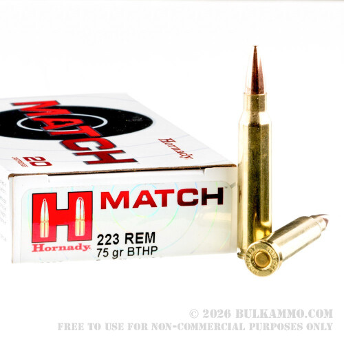 200 Rounds of .223 Ammo by Hornady - 75gr HPBT Match