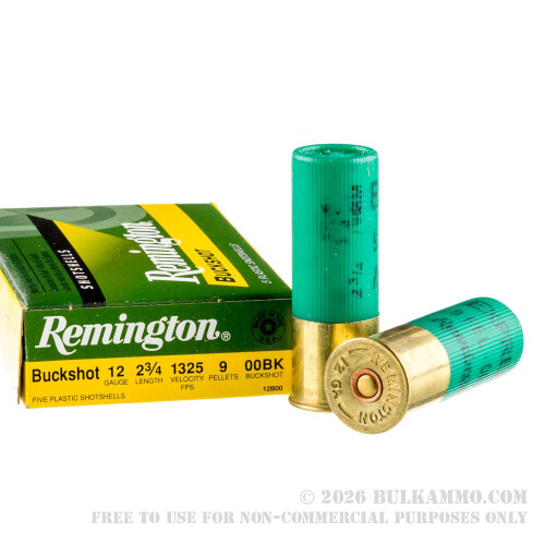 5 Rounds of 12ga Ammo by Remington Express -00 Buck