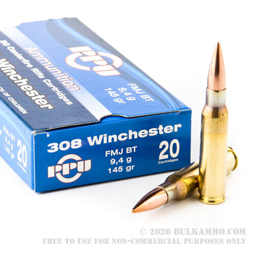 500Rounds of .308 Win Ammo by Prvi Partizan - 145gr FMJBT