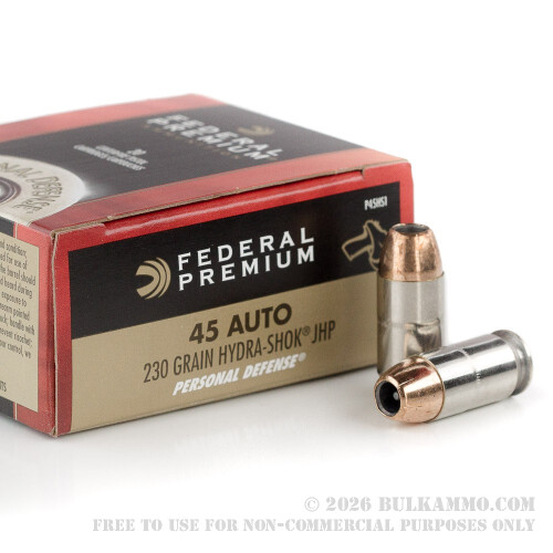 20 Rounds of .45 ACP Ammo by Federal - 230gr JHP