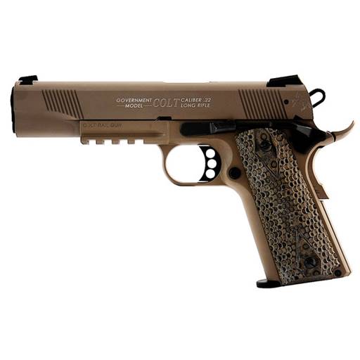 Walther 1911 Colt Government A1 Rail Gun 22LR FDE Black Grips 5" Barrel 12 Rounds- 5170310