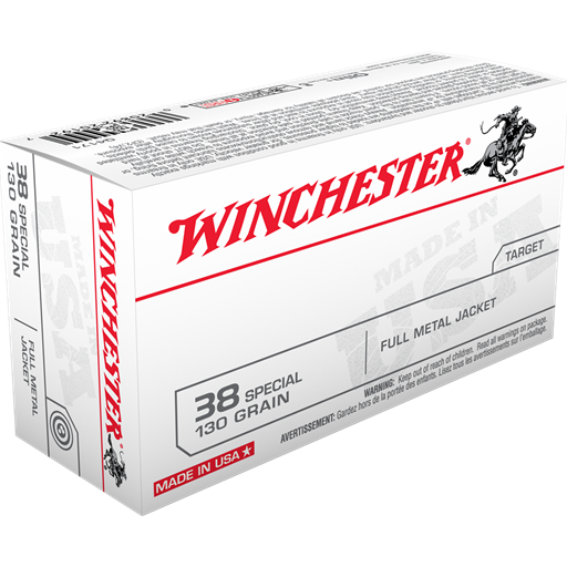 Winchester USA White Box 38 Special 130 Grain Full Metal Jacket 50 Round Box- Q4171
