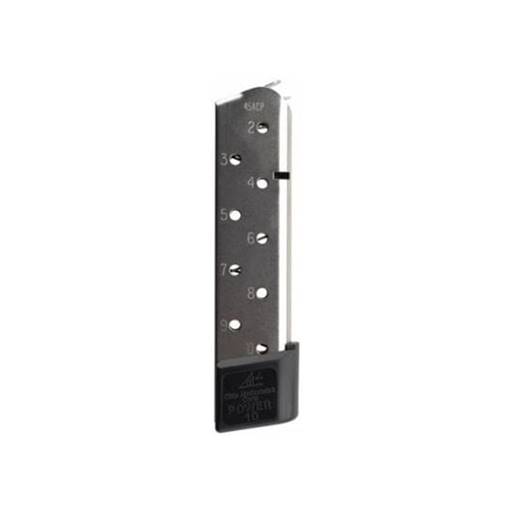 Chip Mccormick 1911 Magazine 45 ACP10 Round Stainless Black Extension- 15150