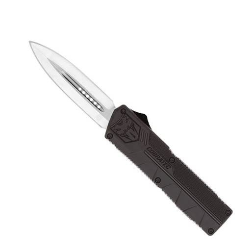 Cobra Tec Knives Lightweight Out The Front Switchblade Black Grip Satin Dagger Blade- BCTLWDAGNS