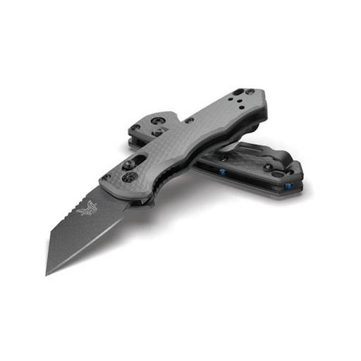 Benchmade Partial Auto Immunity Crater Blue Grip Wharncliffe Gray Blade- 2950BK