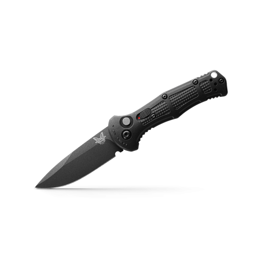 Benchmade Claymore Push Button Auto Black Grip Black Drop Point Blade- 9570BK
