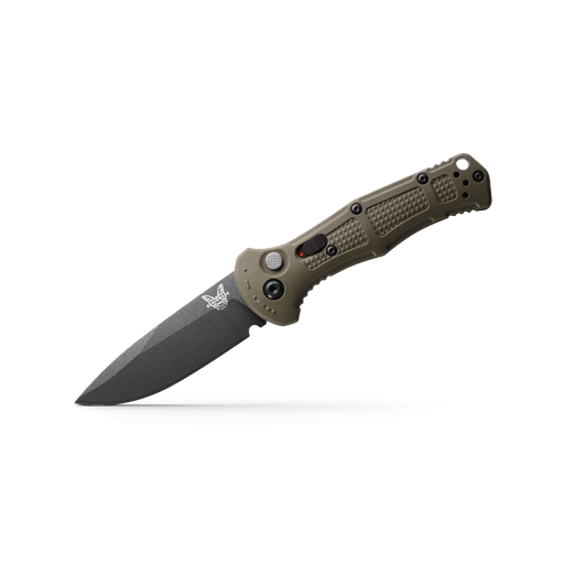 Benchmade Claymore Push Button Auto Ranger Green Grip Black Drop Point Blade- 9570BK-1