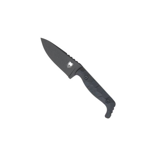 Cobra Tec Knives Kingpin Fixed Blade Black Grip Satin Drop Point Blade- CTKPBLK