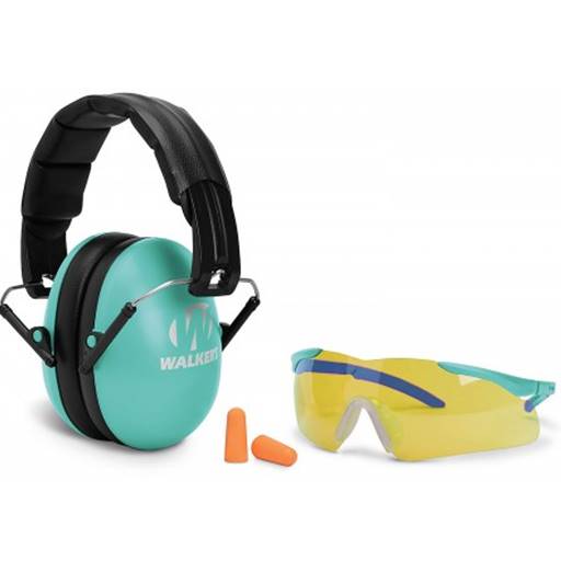 Walkers Youth and Women Combo Muff Teal Passive 23db Yellow Glasses Foam Plugs- GWP-YWFM2GFP-LTL