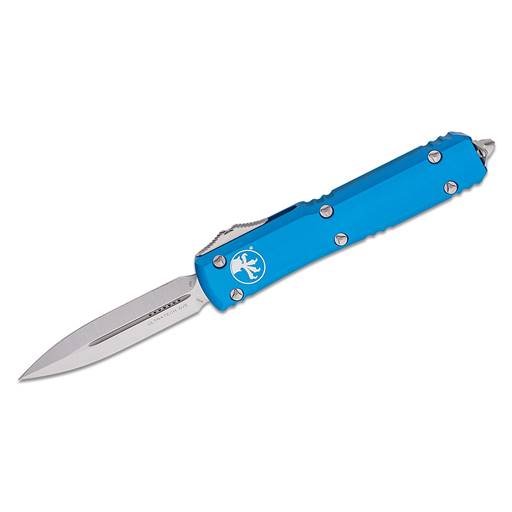 Microtech Ultratech Double Edged Blue Scale Stonewash Blade Out the Front Auto- 122-10BL