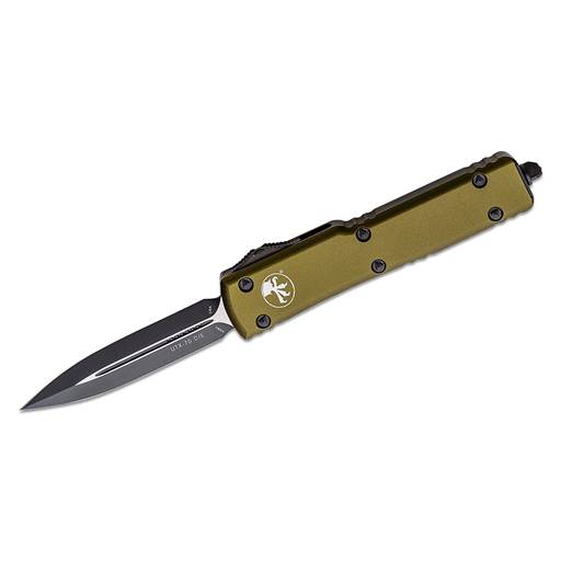 Microtech UTX-70 Double Edged OD Green Scale Black Blade Out the Front Auto- 147-1OD