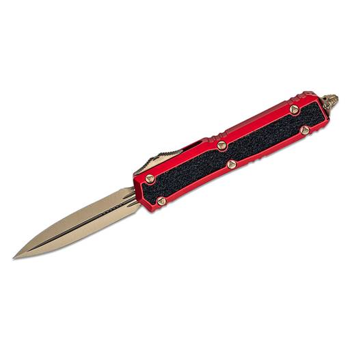 Microtech Makora Double Edged Red Scale Bronze Blade Out the Front Auto- 206-13RDS