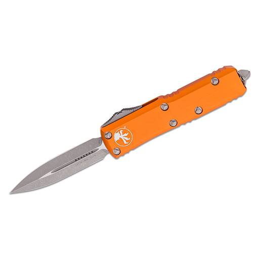 Microtech UTX-85 Double Edged Orange Scale Apocalyptic Blade Out the Front Auto- 232-10APOR