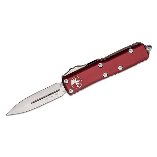 Microtech UTX-85 Double Edged Merlot Scale Stonewashed Blade Out the Front Auto- 232-10MR