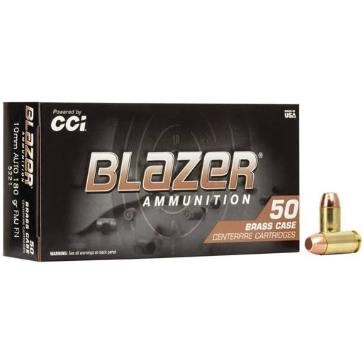 Federal Blazer Brass 10mm 180 Grain Full Metal Jacket Flat Nose 50 Round Box- 5221