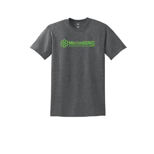 MISTER GUNS T-Shirt - Throwback Green Logo on Gray Medium- MGT-TB-M