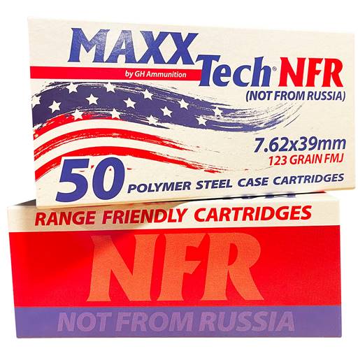 Maxxtech 7.62x39 FMJ 123 Grain 50 Round Box- MTNFR762