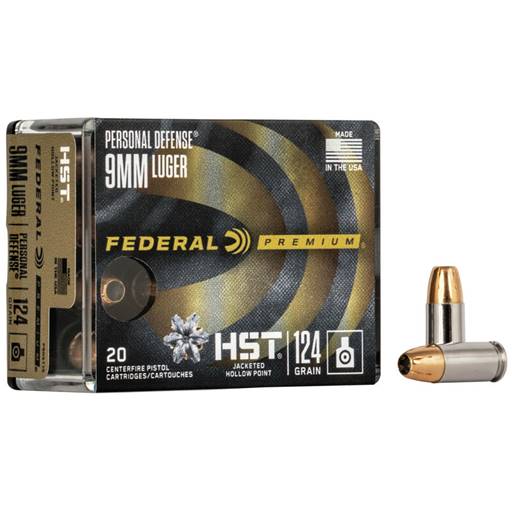 Federal Premium Personal Defense HST 9mm 124 Grain Hollow Point 20 Round Box- P9HST1S