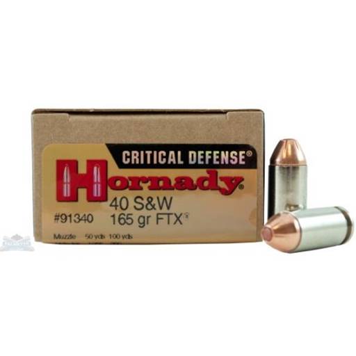 Hornady Critical Defense 40 S&W 165 Grain FTX 20 Round Box- 91340